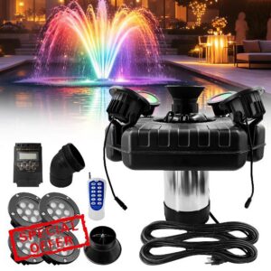 Pond Fountain Aerator with Lights Fireworks Fountain with 4 RGB Lights
