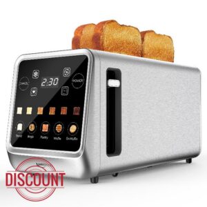 Keenstone Slim 4 Slice Touch Screen Toasters with 1.5" Wide Slot                                                          1400W Digital Toaster for Bagels