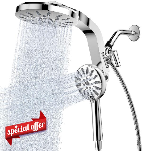 INAVAMZ High Pressure Magnetic Shower Head with Handheld Combo Chrome                                                          Detachable 8-Spray Handheld and Rain Showerhead