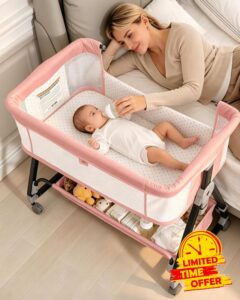 Baby Bassinets Bedside Sleeper with Wheels and Mattress