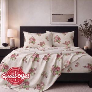 100% Cotton Double Brushed Floral Flannel Sheets