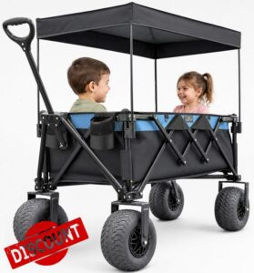 Beach Wagon with Seats & Canopy with Big Air Wheels for Sand                                                          Foldable