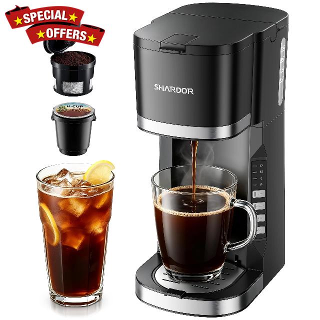 SHARDOR Mini Single Serve Coffee Maker for K-Cup Pods & Grounds