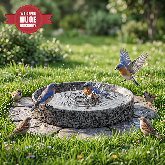 Junkin 1 Pack 10'' Stone Bird Bath Bowl Only