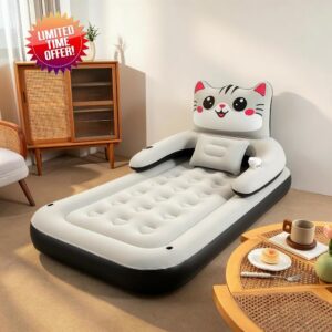 Cat Inflatable Air Mattress with Headboard