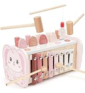 Joyreal Wooden Montessori Toys for 1 Year Old Hammering Pounding Toys | Xylophone, Fishing Game, ...