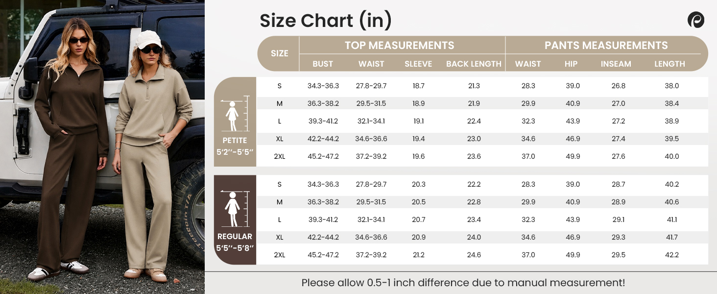 PINSPARK Two Piece Sets for Women Stretch Lounge Sets Petite Regular