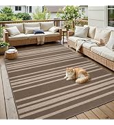Striped Jute Look Rug 3X5, Washable Entryway Front Porch Door Mat for Patio | Non-Slip & Low Pile...