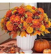 BLOSMON Fall Door Boxwood Wreath, 24 Inch Autumn Wreaths with Hanger | Burnt Orange Large Artific...