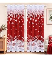 AtawLege Christmas Snowflake Curtains for Living Room Grey Blackout Bedroom Curtains 84 Inch Long...