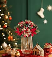 BLOSMON Christmas Centerpieces for Tables with Lights: Lighted Small Christmas Tree Fireplace Tab...