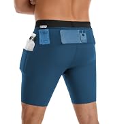 Men's Running Compression Shorts with Pockets 7" Lightweight Biker Shorts | Multi-Pockets with An...