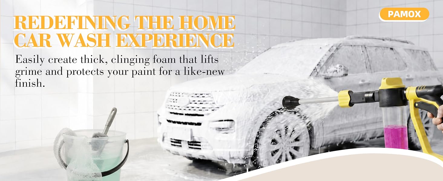 PAMOX Car Wash Foam Gun for Garden Hose - High Pressure Foam Cannon Car Wash Kit