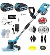 Electric Weed Wacker Cordless, with 2 X 21V 3.0Ah Battery Powered, 4 in 1Cordless Weed Eater & Br...