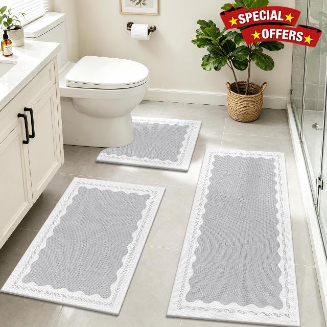 Bsmathom Bathroom Rug Set 3 Piece