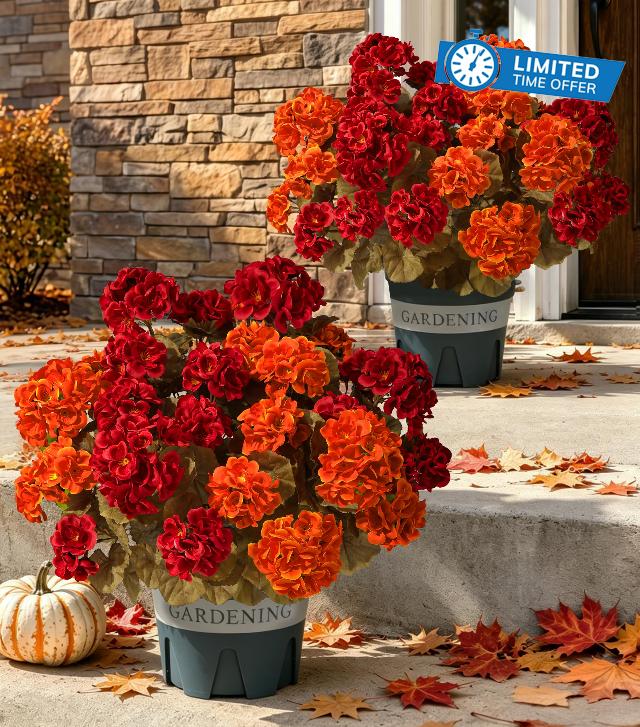 Geraniums Fall Flowers Artificial Flowers for Outdoors Autumn Decor