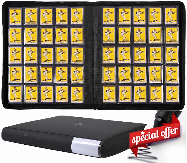25 Pocket Top Loader Binder by D DACCKIT | Holds 1000 Standard 35Pt 3”x4” Toploaders - Classic Black
