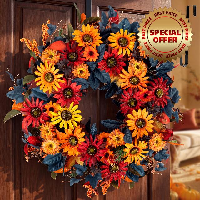 BLOSMON 24in Fall Wreaths for Front Door