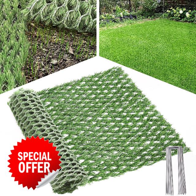 LFL Artificial Grass Grow Through 3FT x 10FT with Ground Stakes