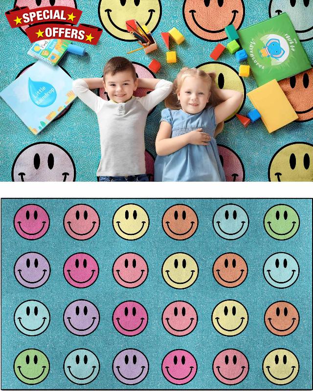 OLEEK Large Classroom Rug Elementary 6x9 - (Washable) Classroom Rugs for Kids Room - Classroom Carpet Elementary - Kids playroom Rug 6 x 9 - Preschool Rugs for Classroom - Schoolgirl Style Classroom