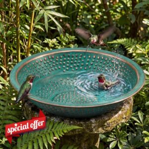 12.8 Inch Hammered Copper Bird Bath Bowl