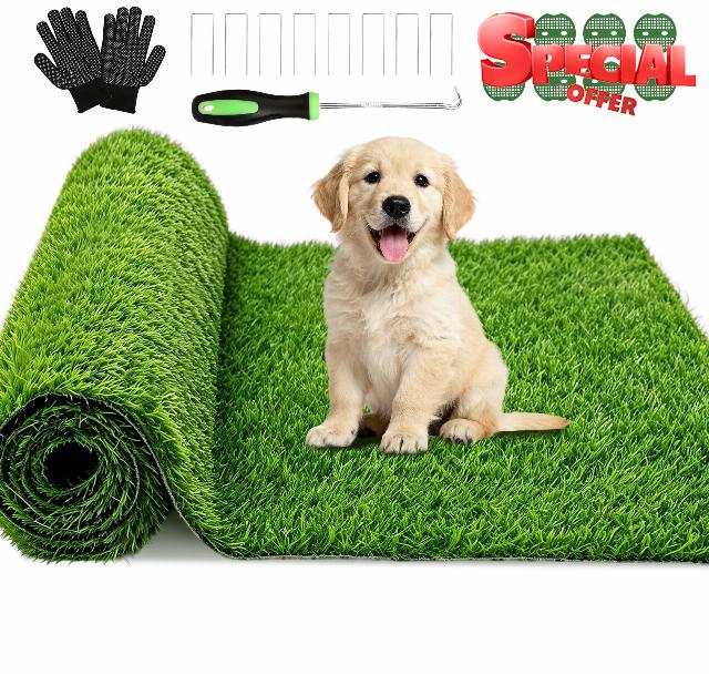 3 x 6FT Artificial Grass Fake Turf Grass Outdoor Indoor with Drainage Holes                                                          Pet-Friendly Dog Grass Pad