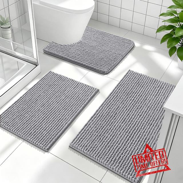 OLANLY Bathroom Rugs Sets 3 Piece
