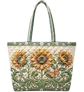 YDTOADDIT Quilted Tote Bag for Women, Shoulder Bag Fits 14 Inch Laptop | Ladies Work Handbags Ope...