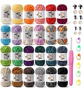 24 Pack Multicolor Crochet Yarns, Fluffy Chunky Chenille Yarn for Crocheting, Fuzzy Velvet Yarn f...
