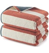 REDKISS Striped Bath Towels of 2-100% Cotton, Quick Dry, Green | Large 31 x 63 Inches, Towel for ...
