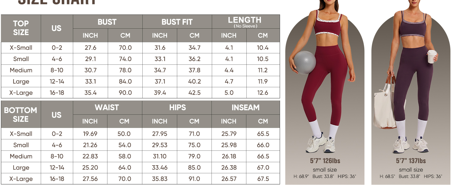 omkagi cute double layer womens workout sets size chart