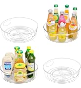 2 Pack Lazy Susan Turntable for Cabinet, 10 Inch Lazy Susan Organizer with Handles and High Sides...