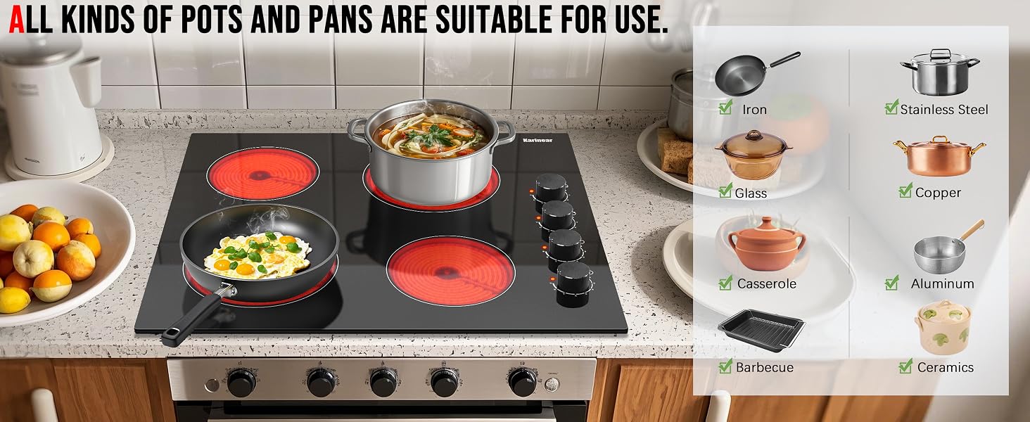 4 burners electric cooktop