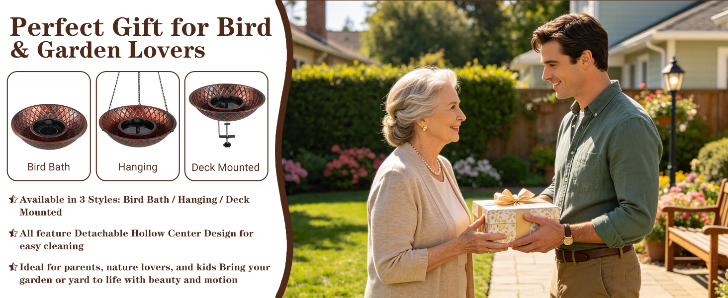 deck mounted bird bath for outdoors