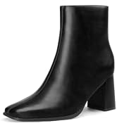 Athlefit Women's Slip On Elastic Chelsea Ankle Boots | 2.76-inch Chunky Block Heeled Short Bootie...