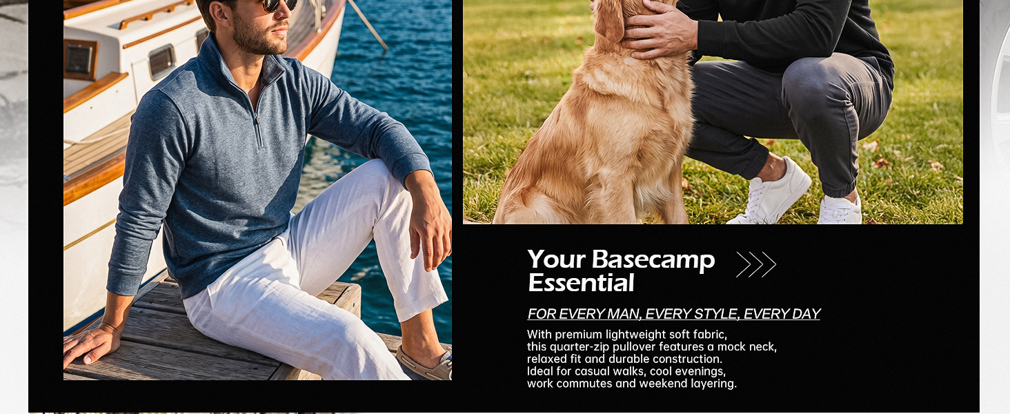 Stretch fleece fabric creates lightweight warm sweatshirt, comfortable pullover for men.