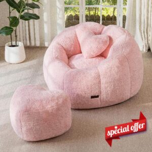 MAXYOYO Bean Bag Chair with Ottoman and Pillow