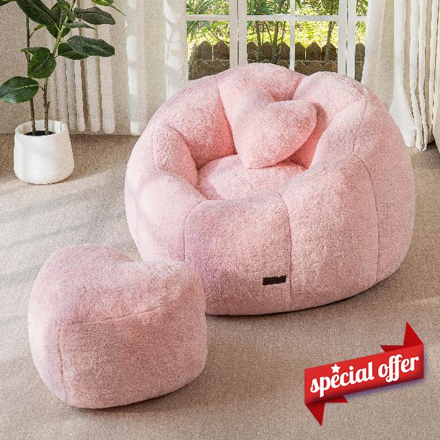 MAXYOYO Bean Bag Chair with Ottoman and Pillow