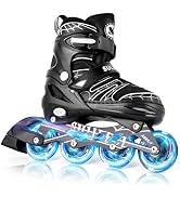 SULIFEEL Adjustable Light Up Kids Inline Skates Hard Shell Boys Girls 4-12 | Secure Lock Buckle S...