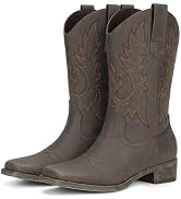 Pasuot Square Toe Cowboy Boots for Women - Mid Calf Western Cowgirl Boots | Classic Embroidery, L...