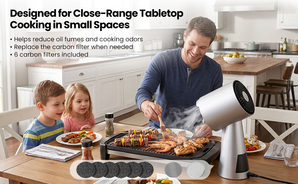 portable range hood fan for hot pot skillet and tabletop grilling