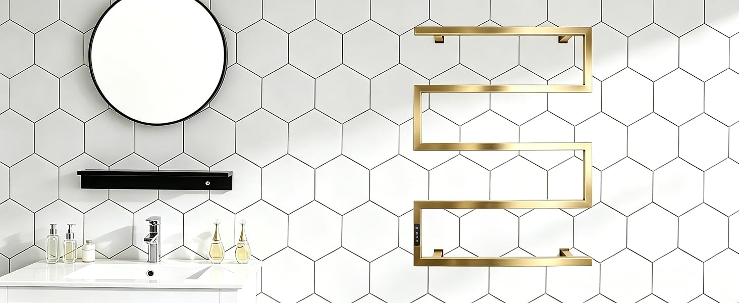 Brushed gold towel warmer racks for bathroom