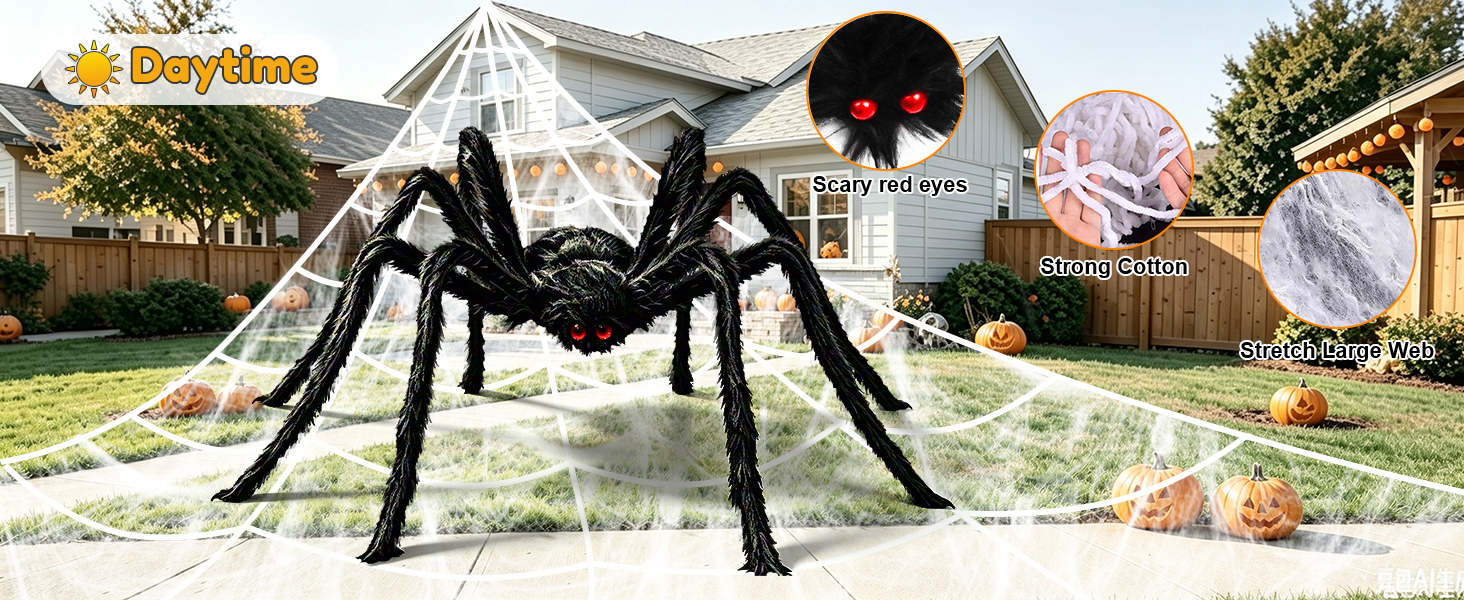 Halloween Decorations Outdoor, 250 LED Halloween Giant Spider Web Lights