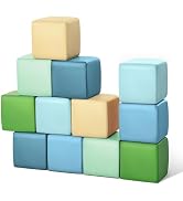 TODIBY Foam Building Blocks for Toddlers:12-Pieces Wipeable Leather Stacking Cubes Kids - Large S...