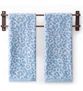 REDKISS Leopard Print Hand Towel Set of 2,Blue | 100% Cotton Decorative Bathroom Towels,Quick Dry...