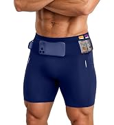 Clbort Men's Running Shorts with 6 Pockets, Non-Slip Waistband Compression Shorts, Secure Phone &...