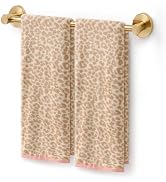 REDKISS Leopard Print Bath Towel Set of 2,100% Cotton-Pink | Highly Absorbent & Quick Dry Animal ...