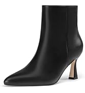 Athlefit Women's Square Toe High Chunky Heeled Ankle Boots | Fall Short Dress Booties with 2.95-i...