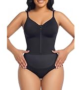 YIANNA V-Shaped Seamless Faja Shapewear Tummy Control Bodysuit for Women | Zip-Up Waist Shaping B...