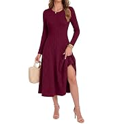 ANRABESS Women's Long Sleeve Ribbed Knit Fall Midi Dresses | Soft Stretch Sweater Dress, Crewneck...